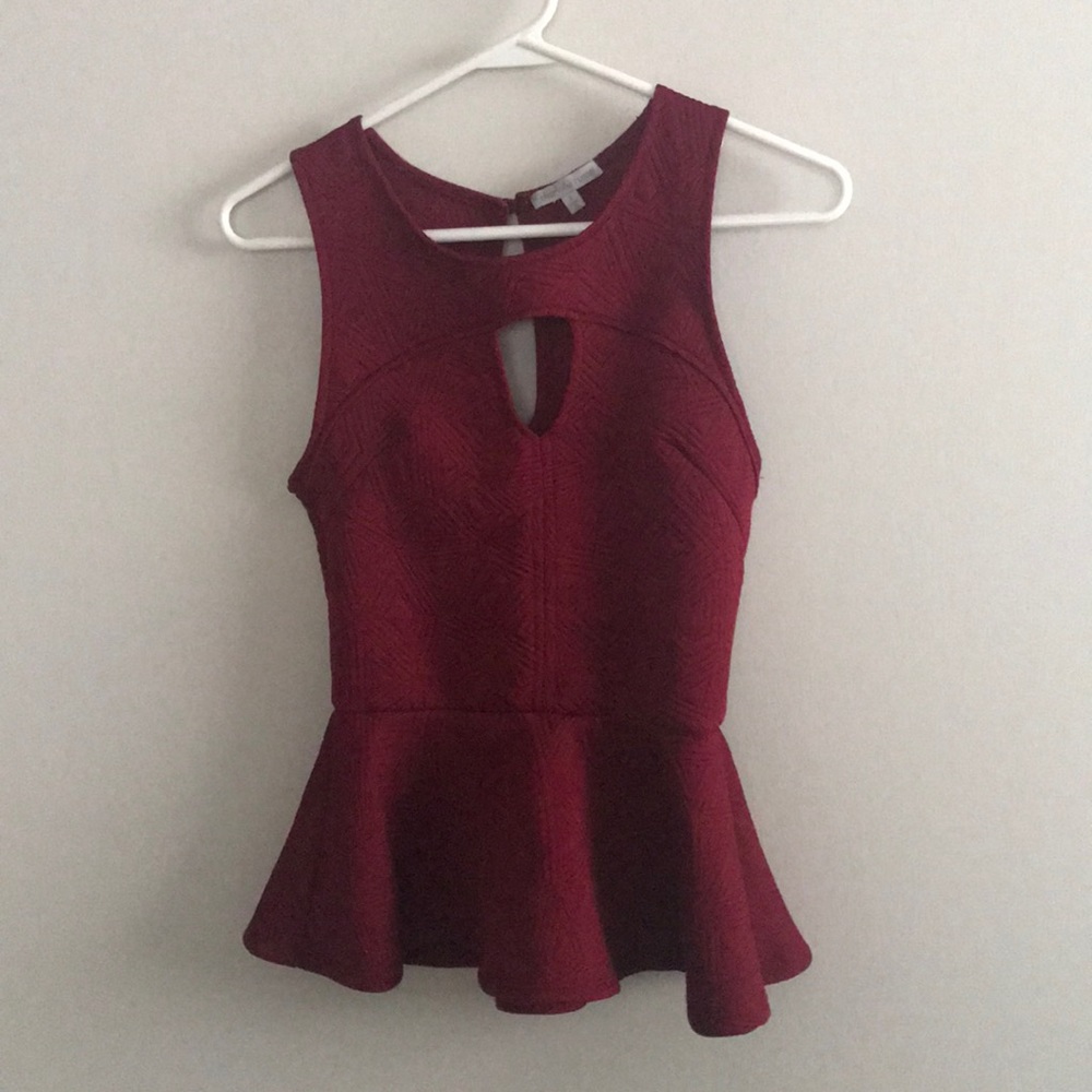 Charlotte Russe red/maroon peplum top
